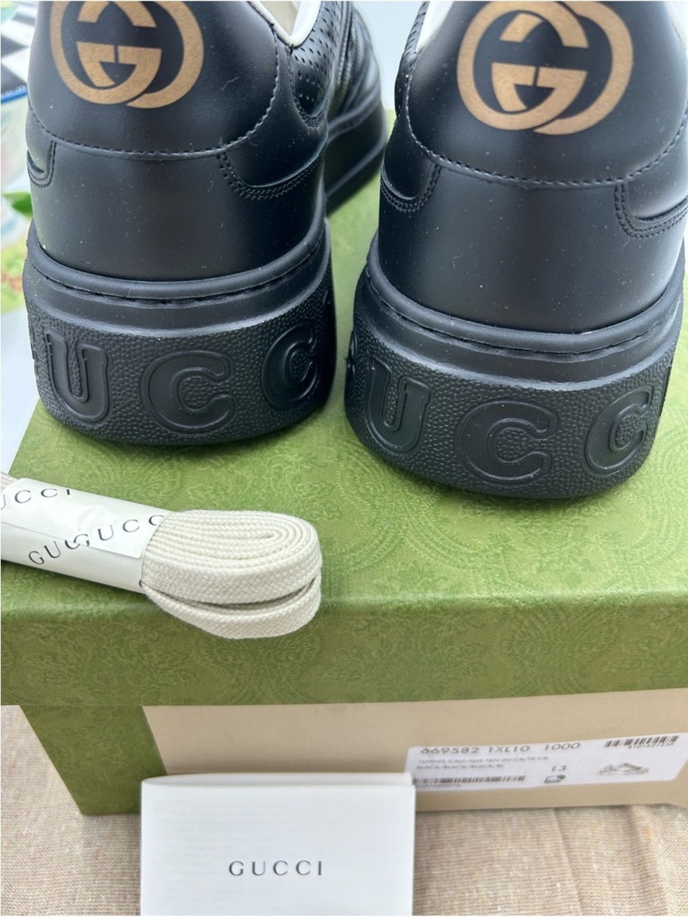 Men’s Gucci GG embossed leather sneakers size 13 fit 13.5 US made in Italy - Picture 8 of 14